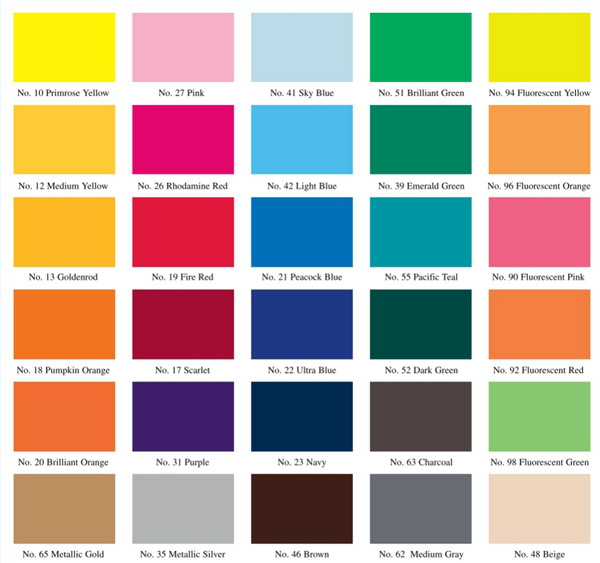 Available Inks for Domed Decals